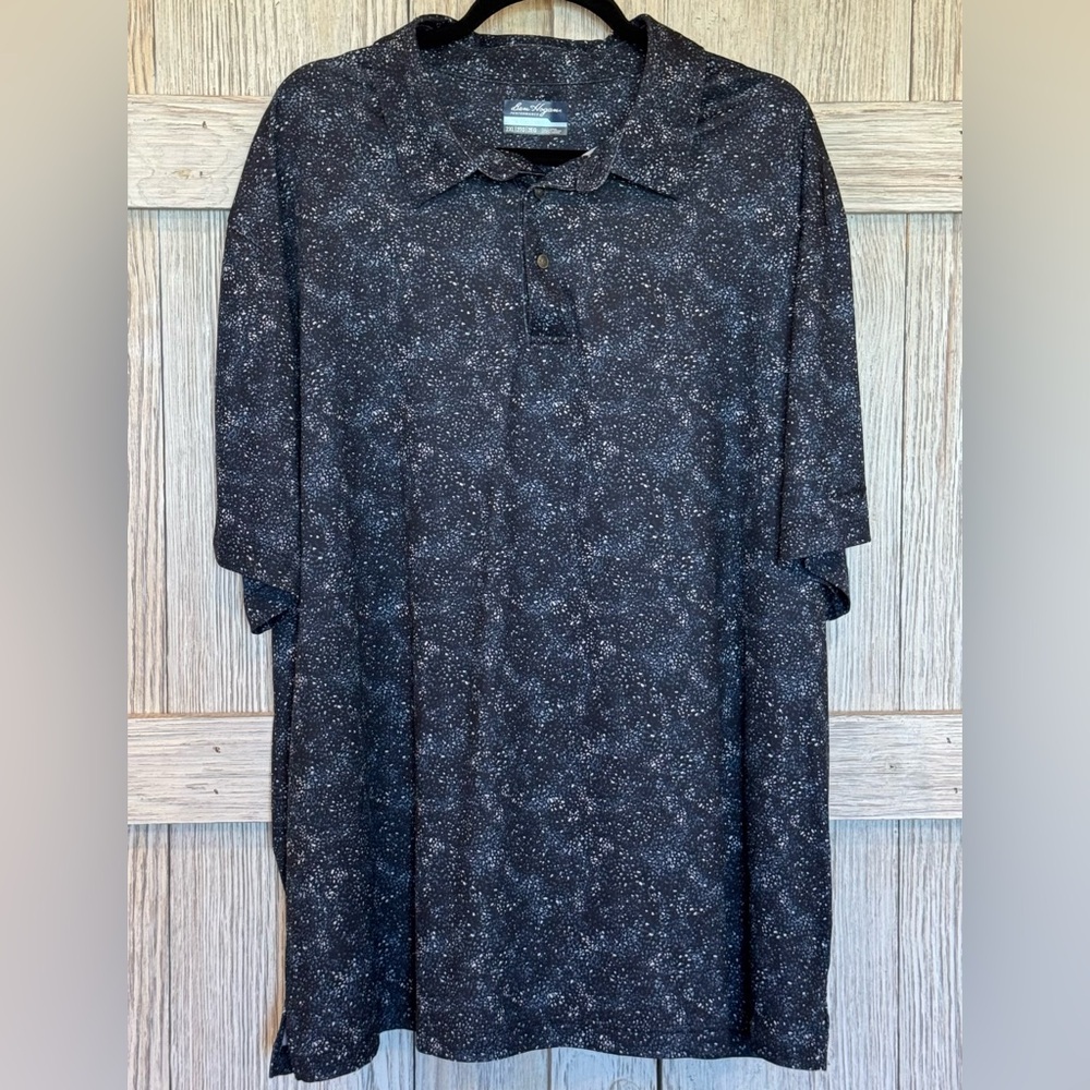 Ben Hogan Short Sleeve Golf Polo Shirt sz 2XL color black w/splatter pattern
